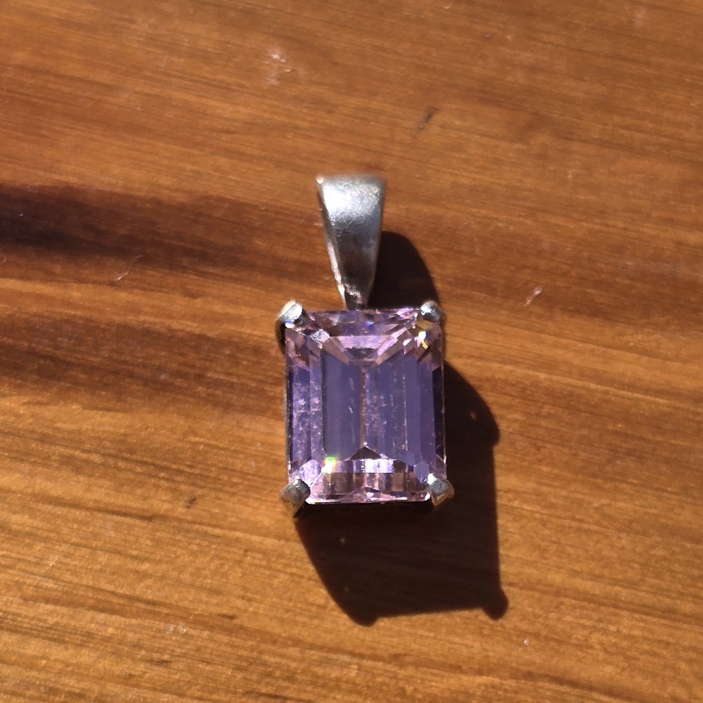 Sterling Silver and Pink Amethyst Necklace Pendant